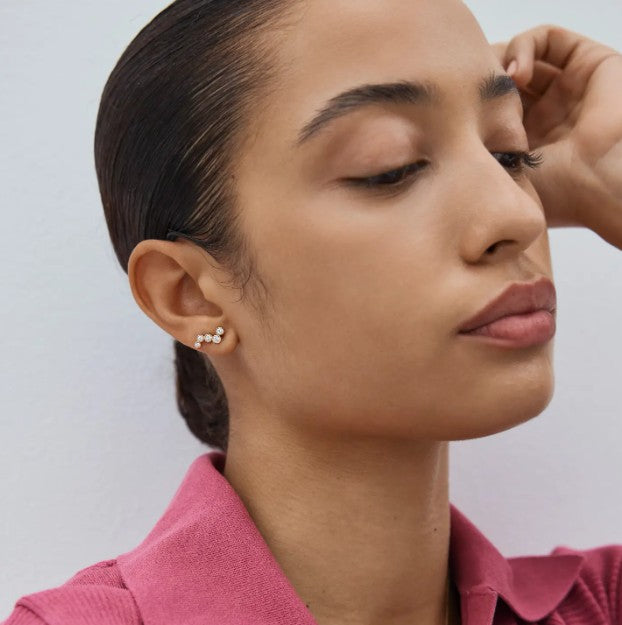 Diamond Stud Earrings Round Cut Lab Grown Sparkling Diamond Minimalist Everyday Wear 14k Gold Classic Earring