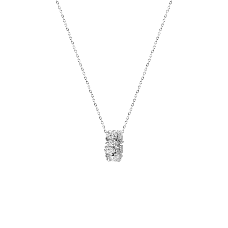 Pear Diamond Bead Charm Necklace 14k Real Gold Rondels Pendant Lab Grown Diamond Minimalist Delicate Luxury Gold Everyday Charm Necklace