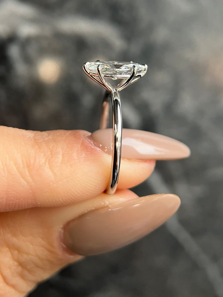 1.58 Ct Colorless Marquise Cut Moissanite Solitaire Engagement Ring