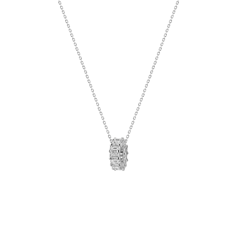 Minimalist Emerald Diamond Rondels Bead Pendant Necklace 14k Real Gold Sparkling Lab Grown Diamond Solitaire Everyday Charm Necklace