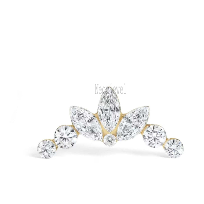 Invisible Set Diamond Curated Ear Piercing Piercing Marquise Diamond Lotus Garland Threaded Stud