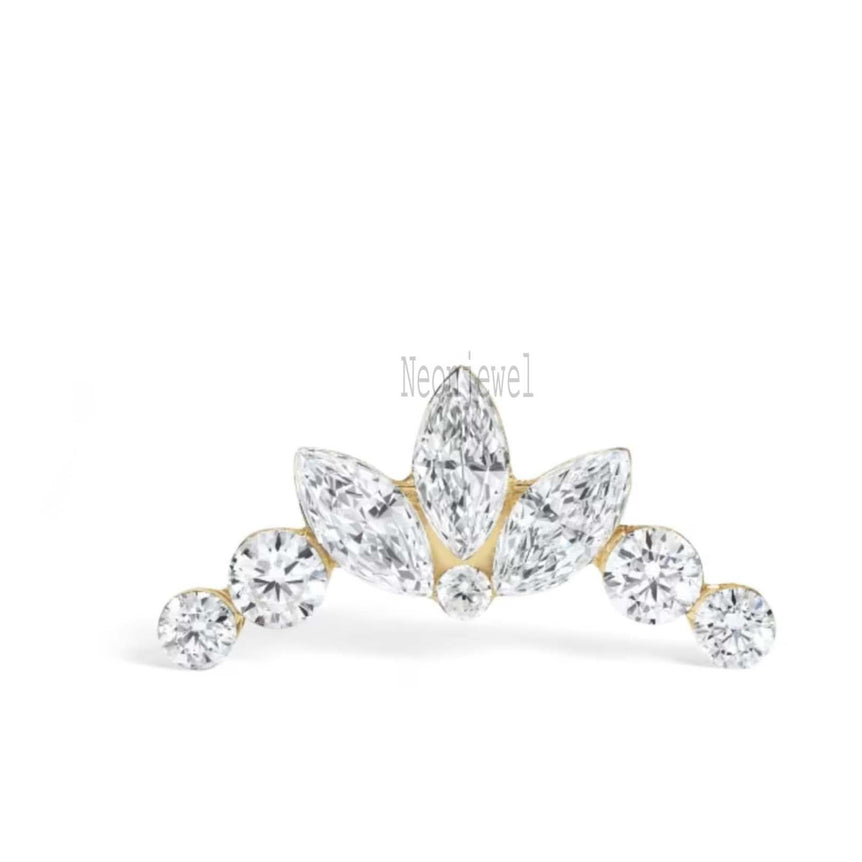Invisible Set Diamond Curated Ear Piercing Piercing Marquise Diamond Lotus Garland Threaded Stud