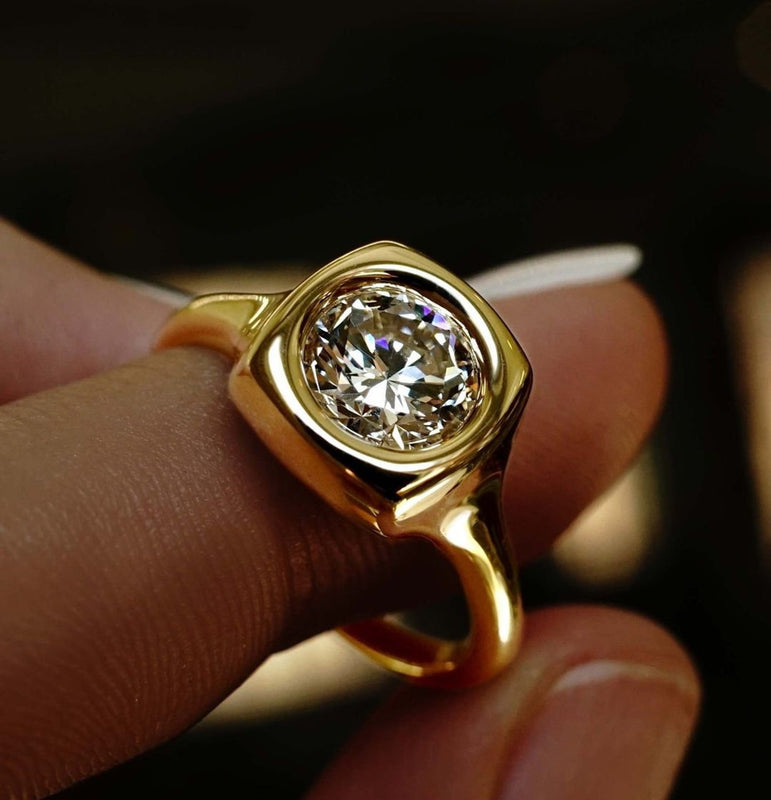 1.60 Ct Colorless Round Moissanite Solitaire Engagement Ring