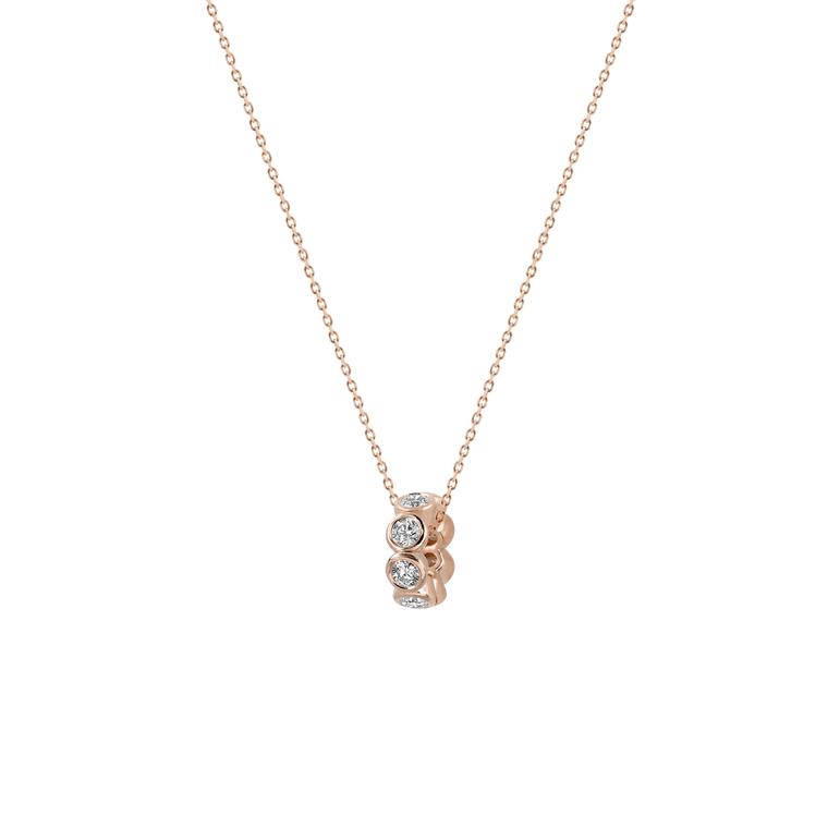 Bezel Set Round Diamond Rondels Bead Charm Necklace 14k Real Gold Sparkling Lab Grown Dainty Diamond Minimalist Modern Charm Necklace
