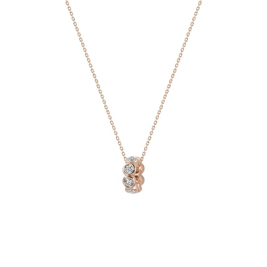 Bezel Set Round Diamond Rondels Bead Charm Necklace 14k Real Gold Sparkling Lab Grown Dainty Diamond Minimalist Modern Charm Necklace