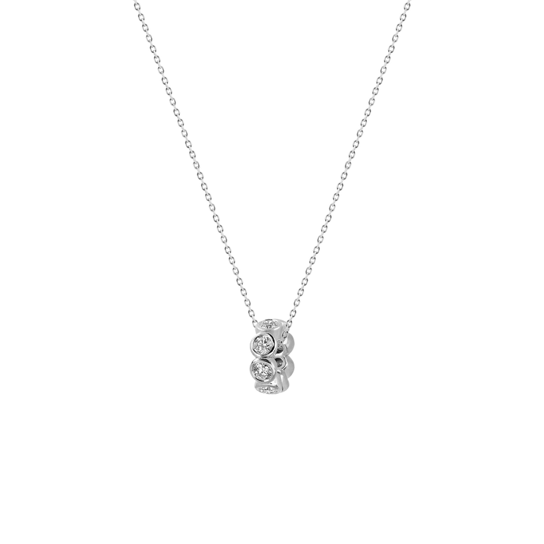 Bezel Set Round Diamond Rondels Bead Charm Necklace 14k Real Gold Sparkling Lab Grown Dainty Diamond Minimalist Modern Charm Necklace