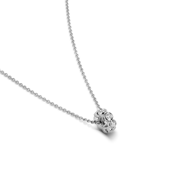 Bezel Set Round Diamond Rondels Bead Charm Necklace 14k Real Gold Sparkling Lab Grown Dainty Diamond Minimalist Modern Charm Necklace