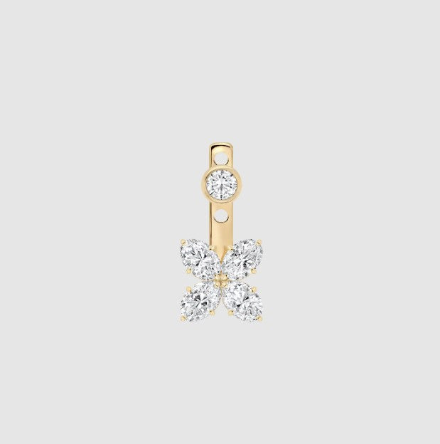 Oval Diamond Ear Jacket 14k Solid Gold Dangle Drop Earring For Stud Sparkling Lab Grown Diamond Earring