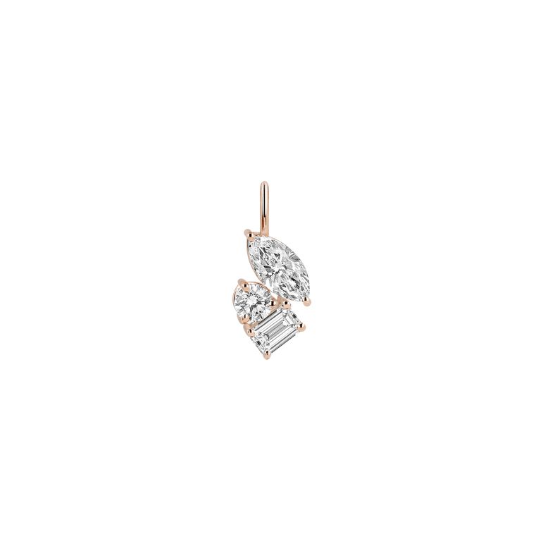 Trilogy Diamond Pendant Necklace Minimalist Everyday Cluster 14k Gold Prong Set Charm Necklace Sparkling Lab Diamond Pendant For Women