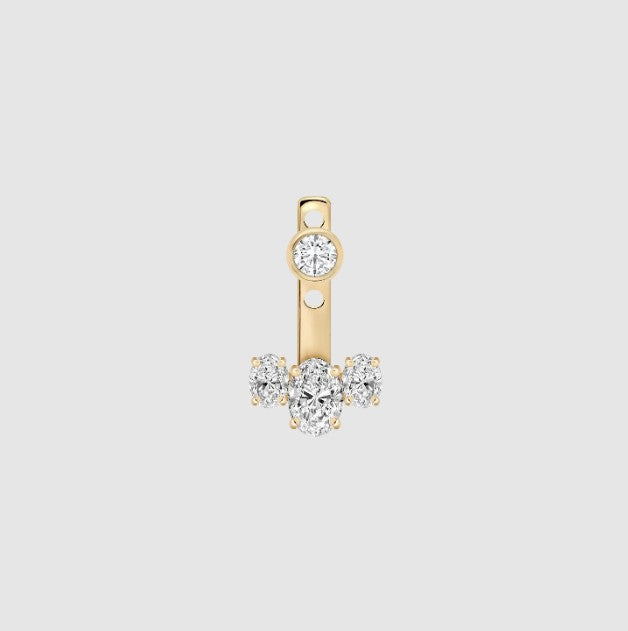 Diamond Ear Jacket 14k Solid Gold Dangle Drop Earring For Stud Prong Setting Sparkling Lab Grown Diamond Earring