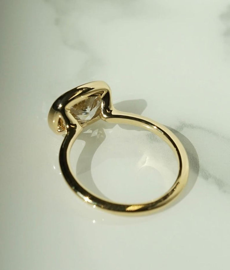 Cushion Cut Moissanite Engagement Ring Solitaire Moissanite Wedding Ring Bezel Set Ring