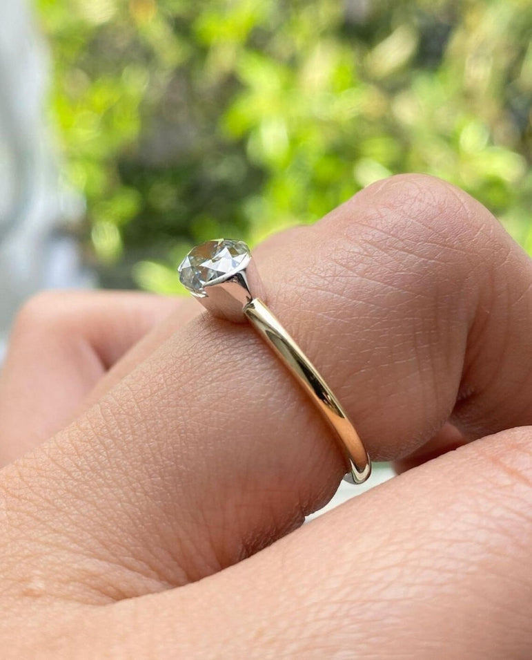 Oval Engagement Ring 2 Ct Grey Oval Moissanite Solitaire Wedding Ring Vintage Moissanite Ring