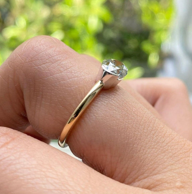Oval Engagement Ring 2 Ct Grey Oval Moissanite Solitaire Wedding Ring Vintage Moissanite Ring