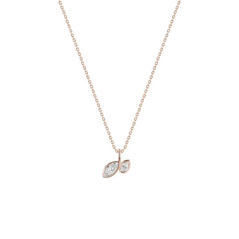 Diamond Leaf Pendant Necklace Everyday 14k Gold Bezel Set Charm Necklace Sparkling Marquise Lab Grown Unique Dainty Diamond Pendant