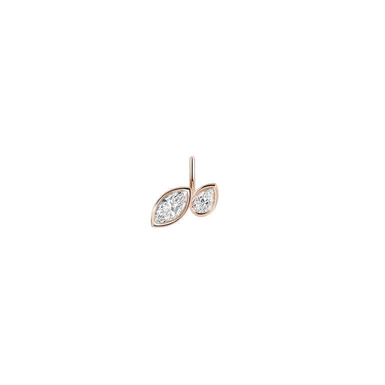 Diamond Leaf Pendant Necklace Everyday 14k Gold Bezel Set Charm Necklace Sparkling Marquise Lab Grown Unique Dainty Diamond Pendant
