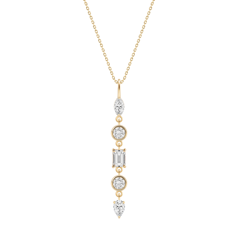 Diamond Leaf Pendant Necklace Everyday 14k Gold Bezel Set Charm Necklace Sparkling Marquise Lab Grown Unique Dainty Diamond Pendant (Copy)