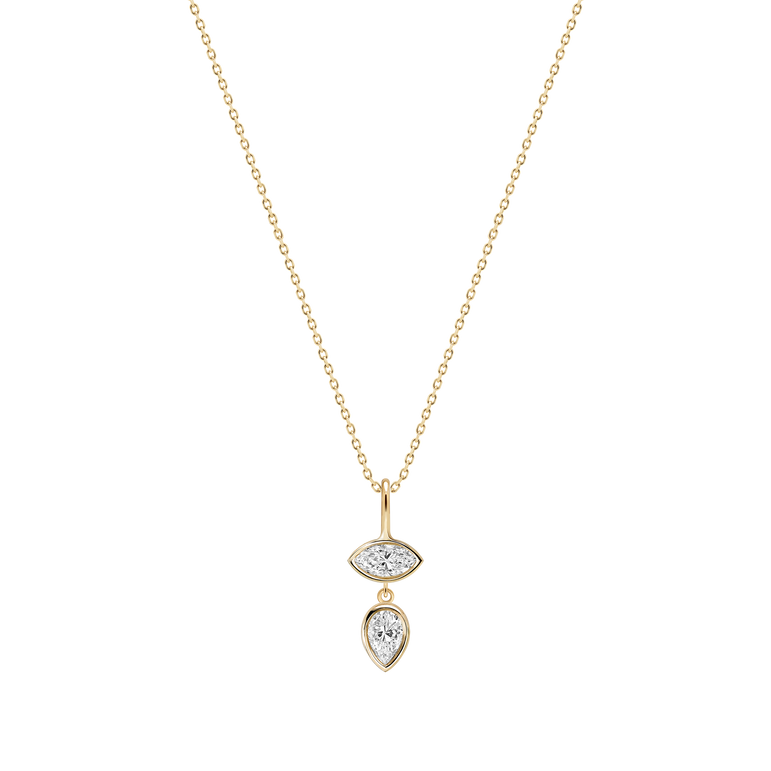 Diamond Leaf Pendant Necklace Everyday 14k Gold Bezel Set Charm Necklace Sparkling Marquise Lab Grown Unique Dainty Diamond Pendant (Copy) (Copy)