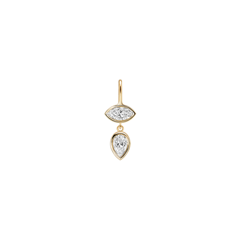 Diamond Leaf Pendant Necklace Everyday 14k Gold Bezel Set Charm Necklace Sparkling Marquise Lab Grown Unique Dainty Diamond Pendant (Copy) (Copy)