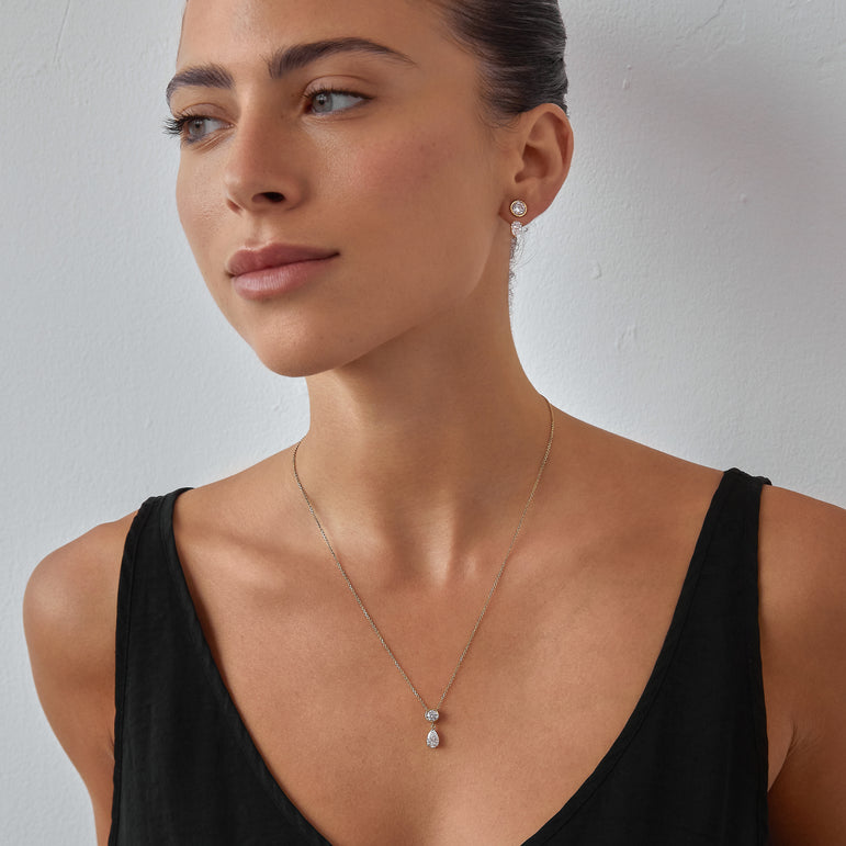 Pear Diamond Drop Pendant Necklace Minimalist Dainty Lab Grown Diamond Teardrop Bridal Necklace Solitaire Pendant For Her