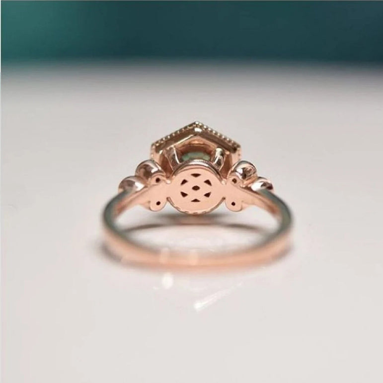 Vintage Moissanite Engagement Ring 2.10 Ct Blue Green Moissanite Cluster Wedding Ring