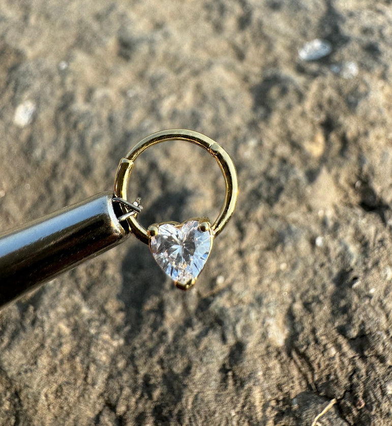 Heart Shape Septum Daith Tragus Helix Cartilage Rook 14K Gold Piercing
