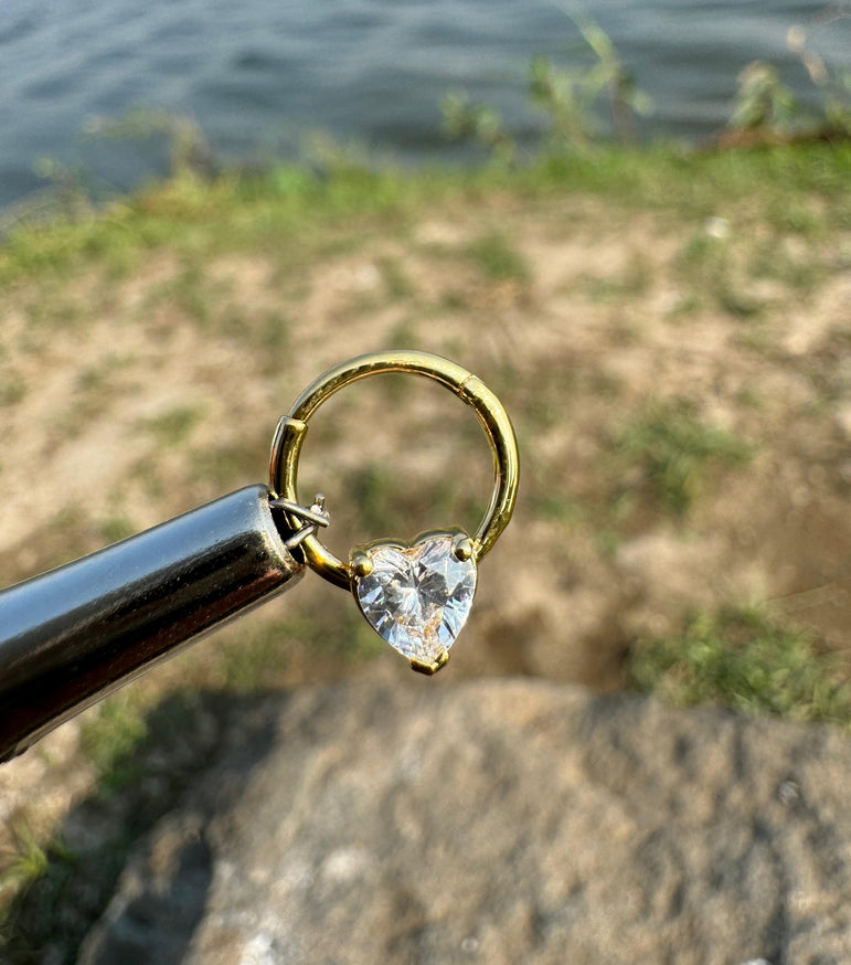 Heart Shape Septum Daith Tragus Helix Cartilage Rook 14K Gold Piercing