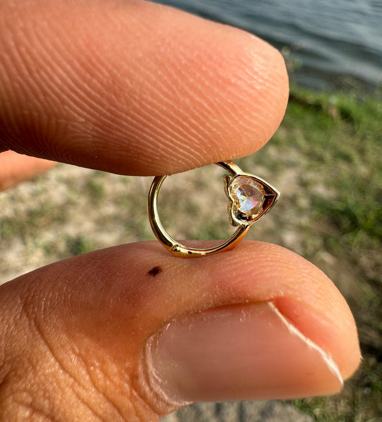 Heart Shape Septum Daith Tragus Helix Cartilage Rook 14K Gold Piercing