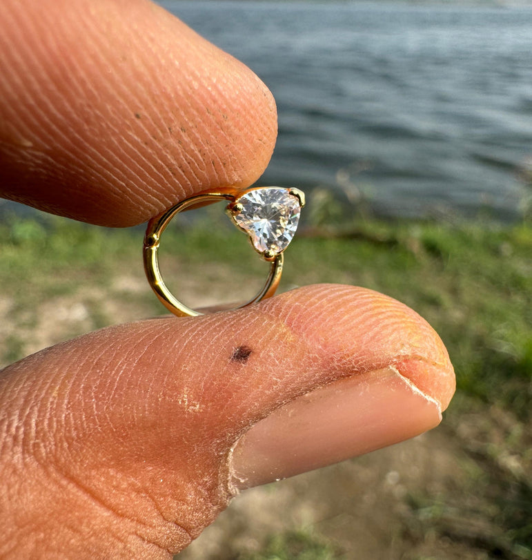 Heart Shape Septum Daith Tragus Helix Cartilage Rook 14K Gold Piercing