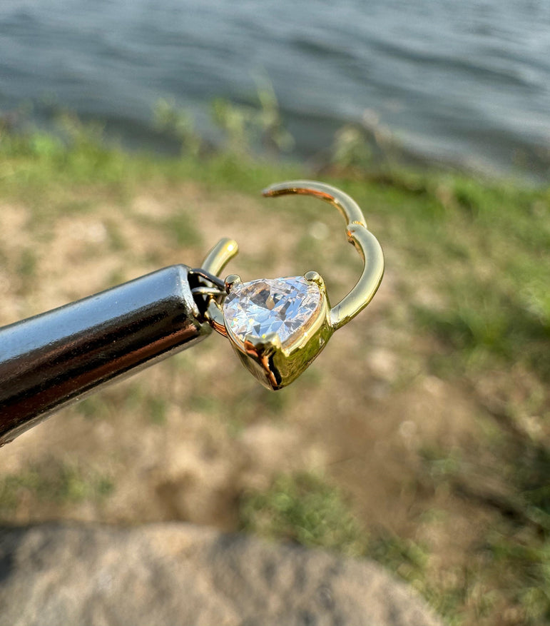 Heart Shape Septum Daith Tragus Helix Cartilage Rook 14K Gold Piercing