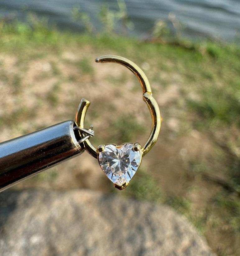 Heart Shape Septum Daith Tragus Helix Cartilage Rook 14K Gold Piercing