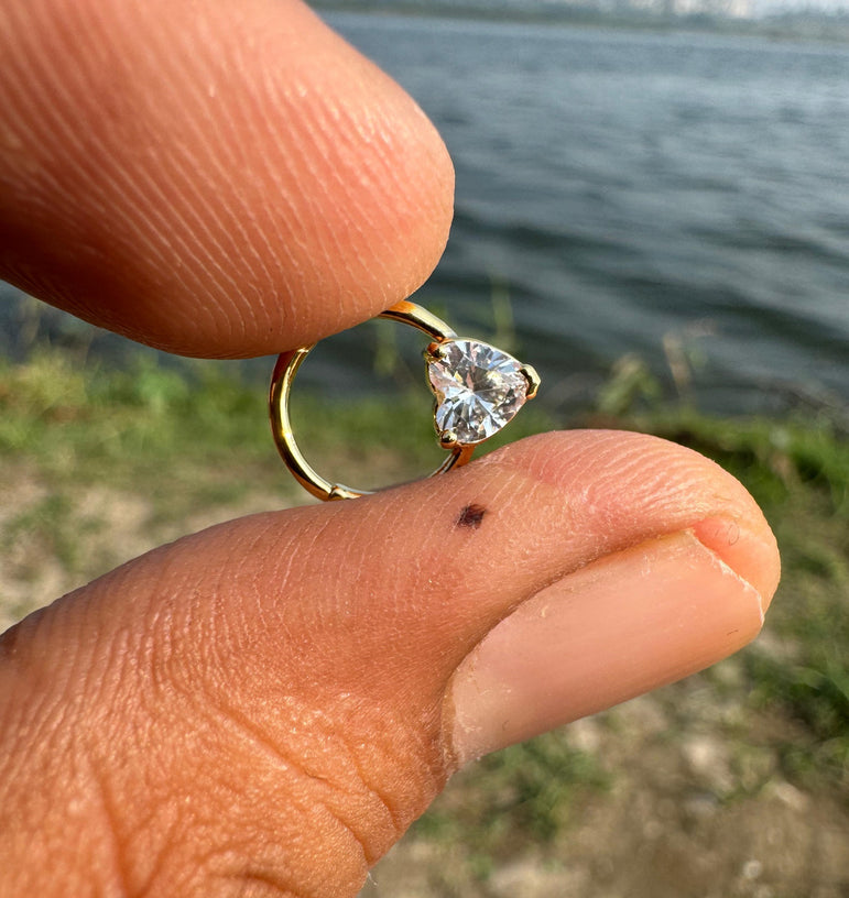 Heart Shape Septum Daith Tragus Helix Cartilage Rook 14K Gold Piercing