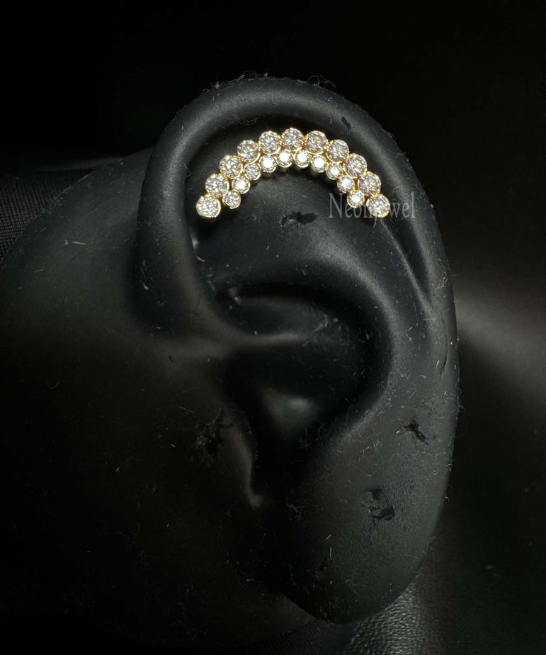 Athena Sparkle Invisible Set Curve Cartilage 14K Gold Stud Earring Conch Piercing Single Stud
