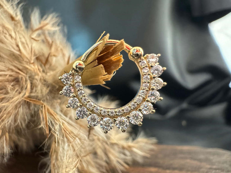 Diamond Apsara Hoop Earring Round CVD Diamond Clicker 16g Septum Daith Earring