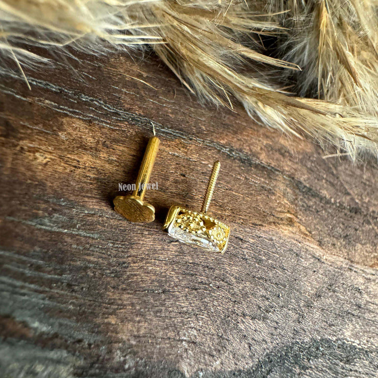 Marquise Diamond Stud Piercing 10K Solid Gold Marquise Cut Diamond External Threaded Piercing