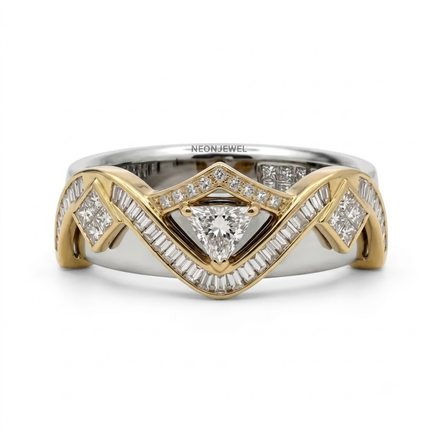 Trillion Cut Moissanite Smart Ring Cover • Geometric Baguette & Square Diamond Ring Guard • Architectural Protector Jacket for Tech Rings