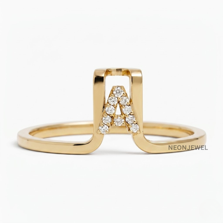 Custom Initial Smart Ring Cover Jacket for Oura Ring Gen 5 • 14k Gold Diamond Letter Monogram Oura Guard • Personalized Tech Jewelry Ring Enhancer