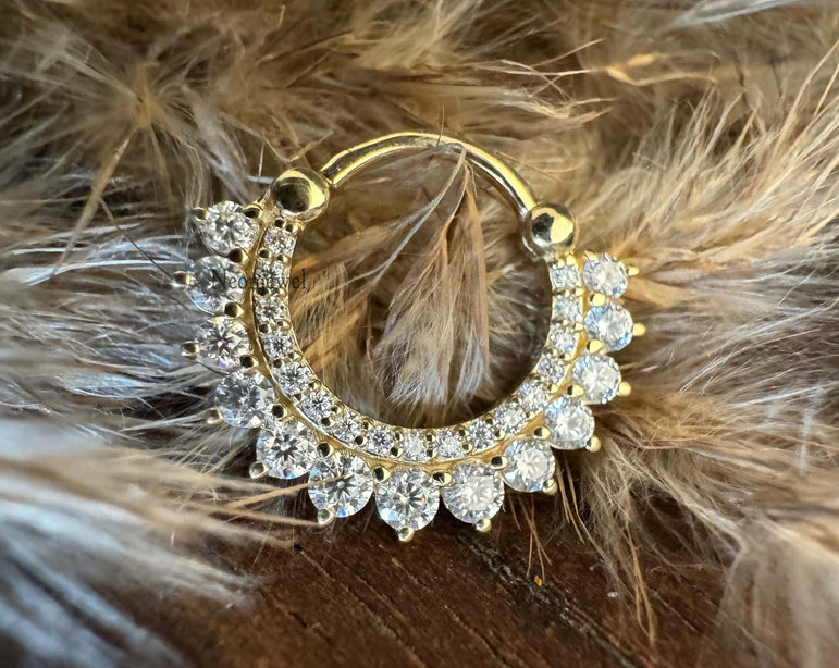 Diamond Apsara Hoop Earring Round CVD Diamond Clicker 16g Septum Daith Earring