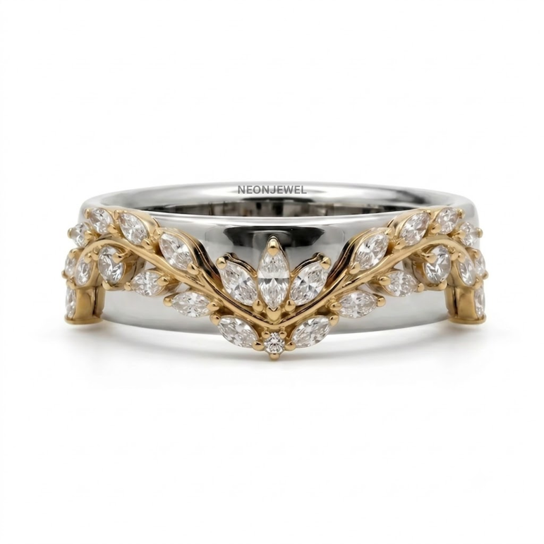 Luxury Marquise Ring Cover • Gold Vine Smart Ring Enhancer Jacket • Vintage Crown Ring Guard