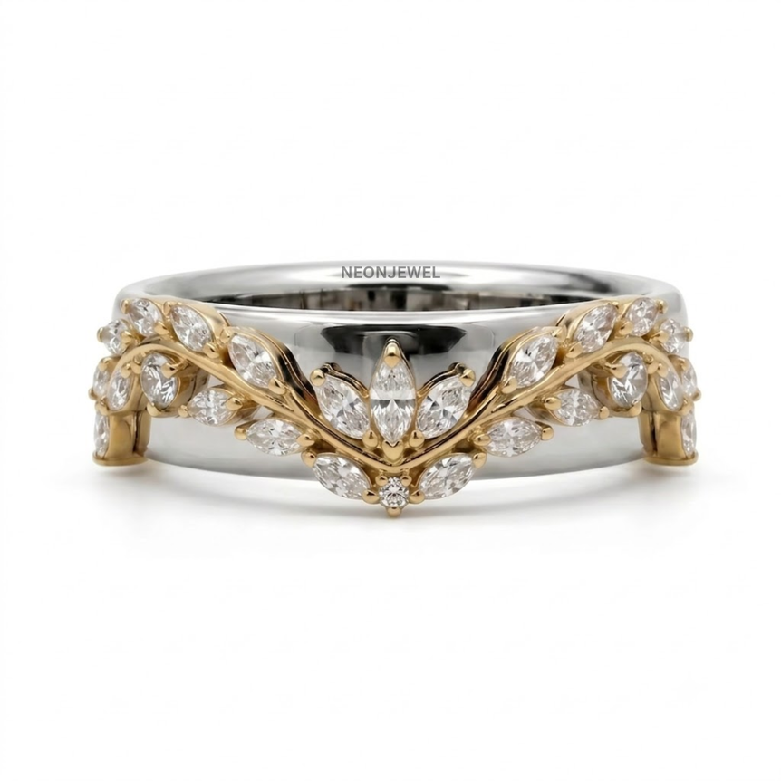 Luxury Marquise Ring Cover • Gold Vine Smart Ring Enhancer Jacket • Vintage Crown Ring Guard