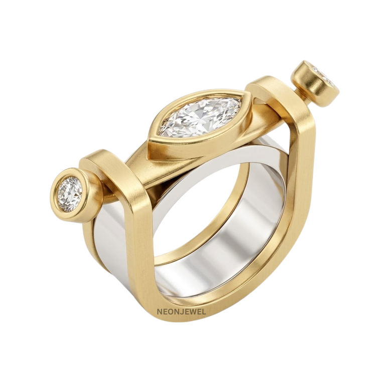 Gold Marquise Diamond Oura Ring Cover | Luxury Smart Ring Protector | 14K Gold Plated Crystal Oura Ring Jacket