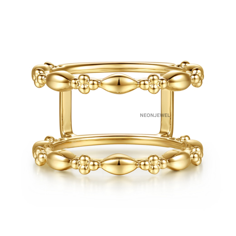 Decorative Cover for Oura Ring, Gold Beaded Smart Ring Protector, Double Band Tracker Shield