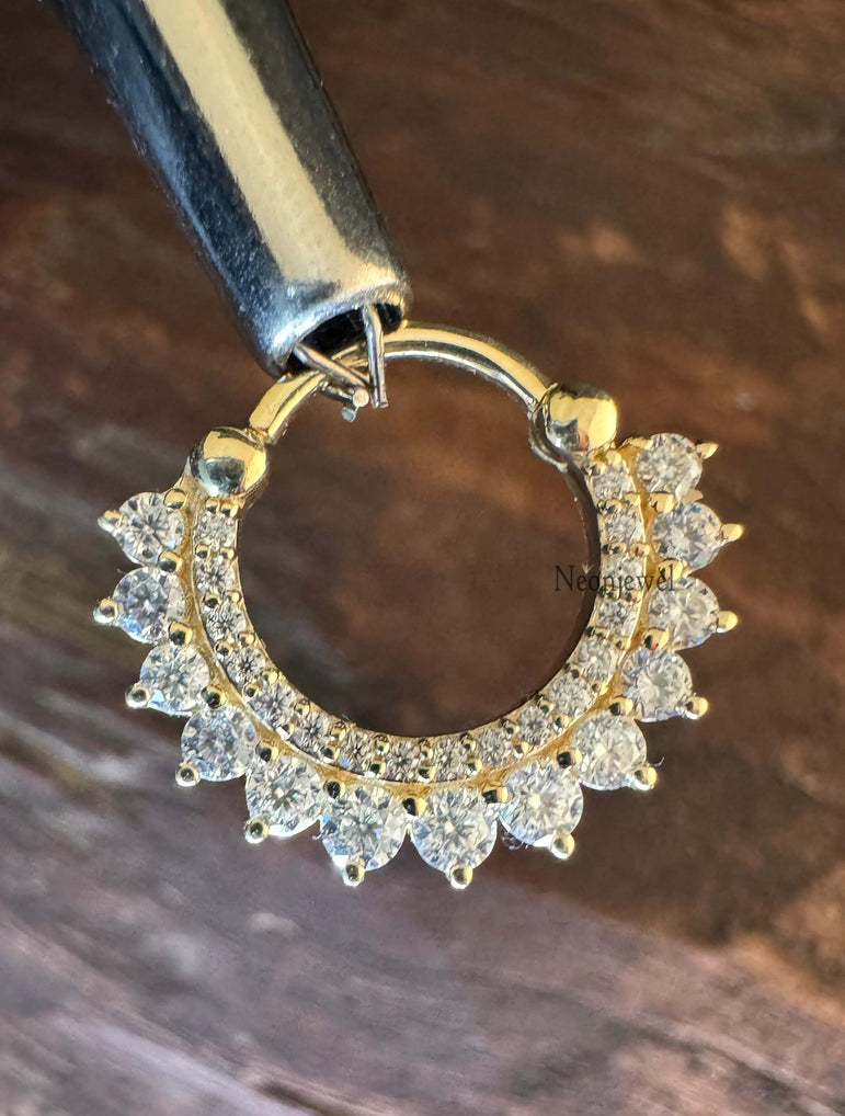 Diamond Apsara Hoop Earring Round CVD Diamond Clicker 16g Septum Daith Earring