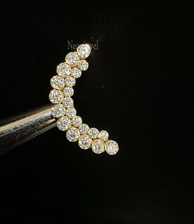 Athena Sparkle Invisible Set Curve Cartilage 14K Gold Stud Earring Conch Piercing Single Stud