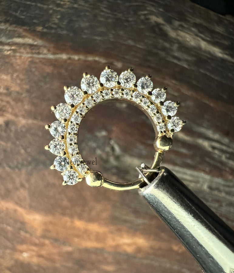 Diamond Apsara Hoop Earring Round CVD Diamond Clicker 16g Septum Daith Earring