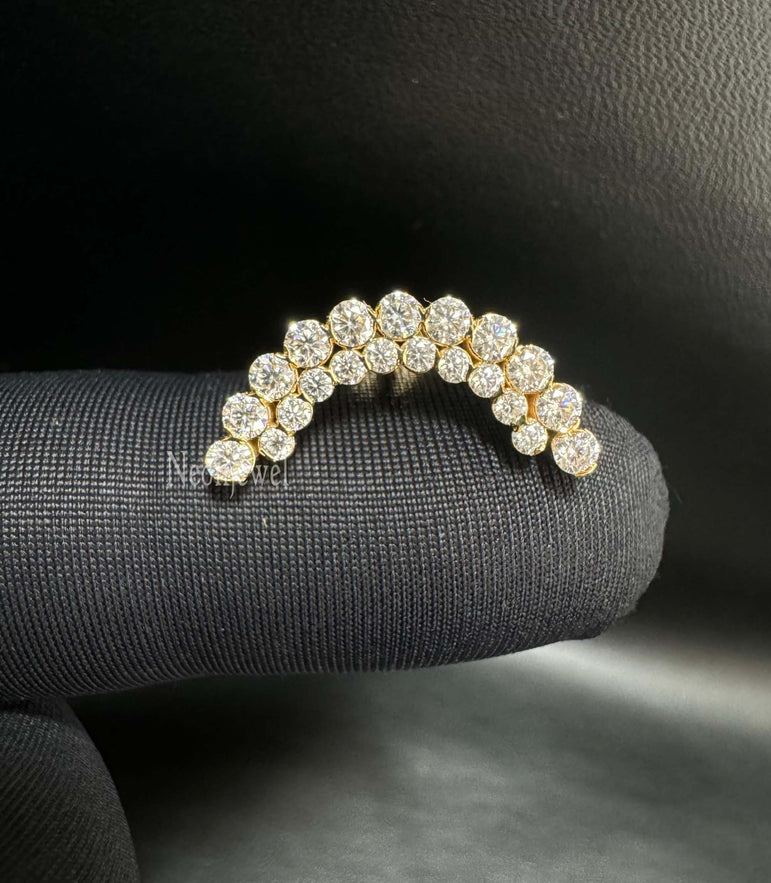 Athena Sparkle Invisible Set Curve Cartilage 14K Gold Stud Earring Conch Piercing Single Stud