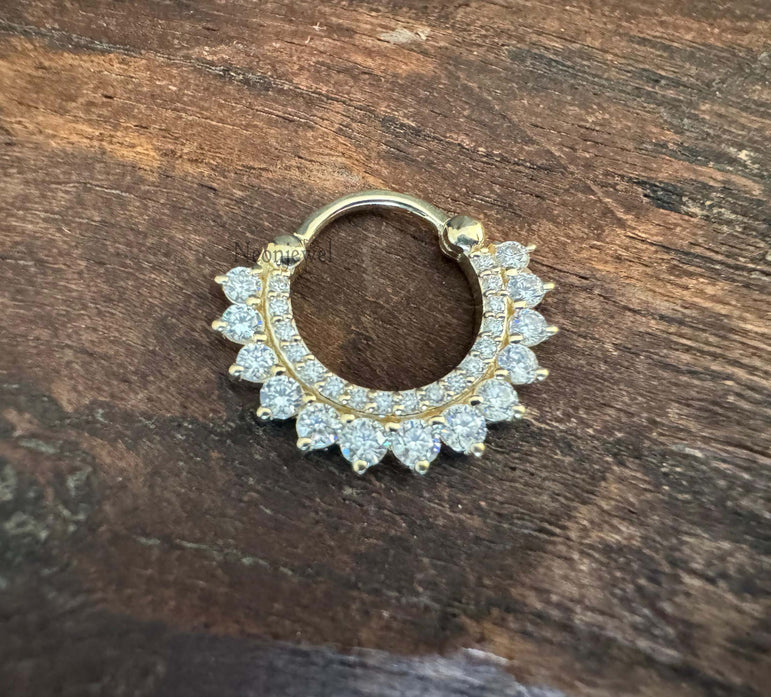 Diamond Apsara Hoop Earring Round CVD Diamond Clicker 16g Septum Daith Earring