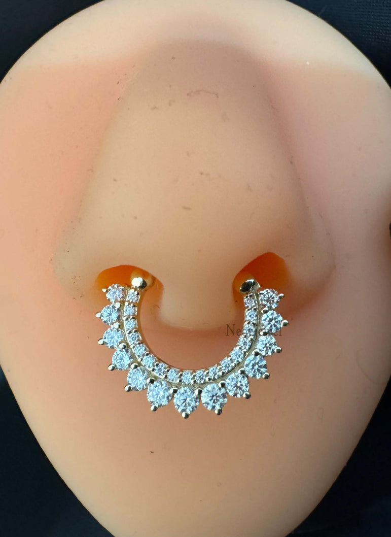 Diamond Apsara Hoop Earring Round CVD Diamond Clicker 16g Septum Daith Earring