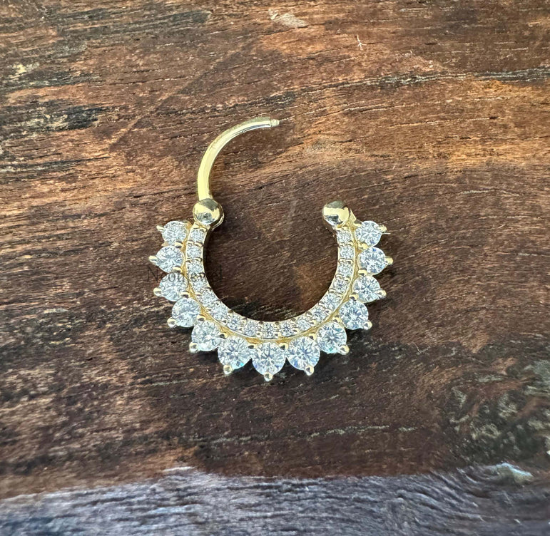 Diamond Apsara Hoop Earring Round CVD Diamond Clicker 16g Septum Daith Earring