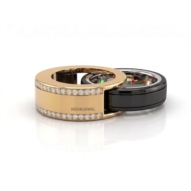 Luxury Inlaid Gold Cover Protector for Oura Ring 4, 5 Cover