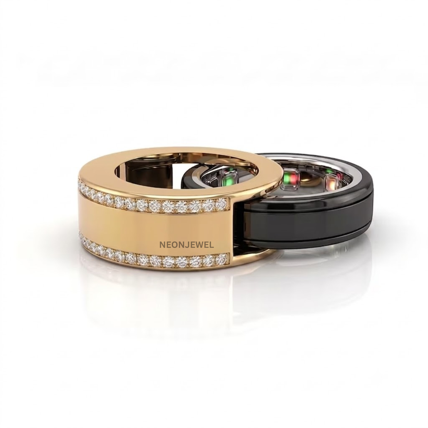 Luxury Inlaid Gold Cover Protector for Oura Ring 4, 5 Cover